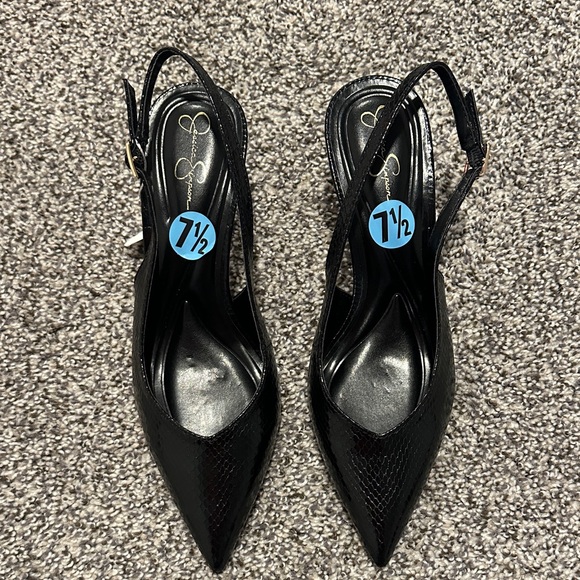 Jessica Simpson Black Textured Slingback Heels - Picture 6 of 6